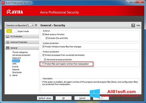 لقطة شاشة Avira Professional Security لنظام التشغيل Windows 8.1
