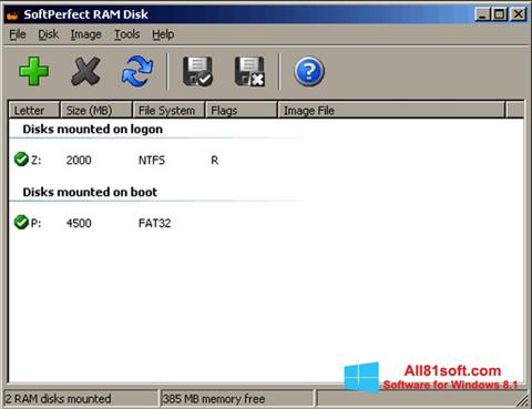 لقطة شاشة SoftPerfect RAM Disk لنظام التشغيل Windows 8.1