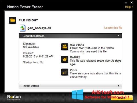 لقطة شاشة Norton Power Eraser لنظام التشغيل Windows 8.1