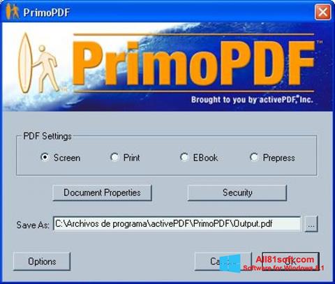 لقطة شاشة PrimoPDF لنظام التشغيل Windows 8.1