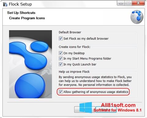 لقطة شاشة Flock لنظام التشغيل Windows 8.1