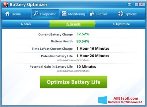 لقطة شاشة Battery Optimizer لنظام التشغيل Windows 8.1