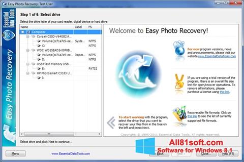 لقطة شاشة Easy Photo Recovery لنظام التشغيل Windows 8.1