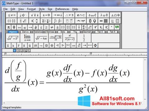 لقطة شاشة MathType لنظام التشغيل Windows 8.1