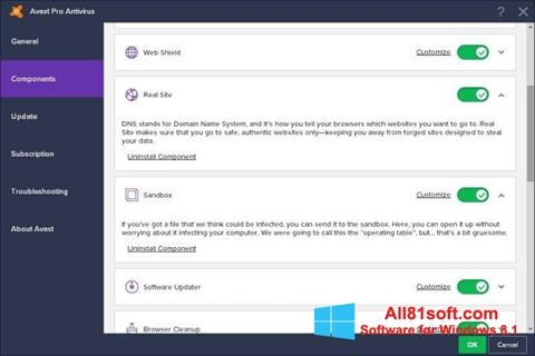 لقطة شاشة Avast! Pro Antivirus لنظام التشغيل Windows 8.1
