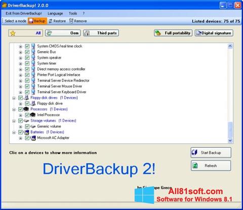 لقطة شاشة Driver Backup لنظام التشغيل Windows 8.1