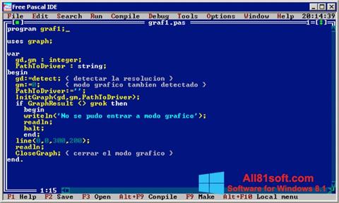 لقطة شاشة Free Pascal لنظام التشغيل Windows 8.1