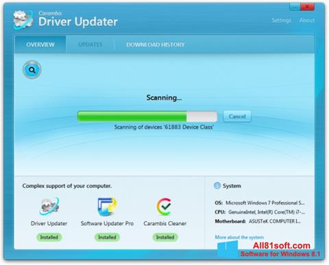 لقطة شاشة Carambis Driver Updater لنظام التشغيل Windows 8.1