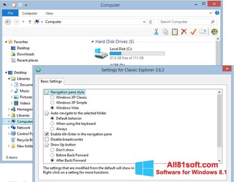 لقطة شاشة Classic Shell لنظام التشغيل Windows 8.1
